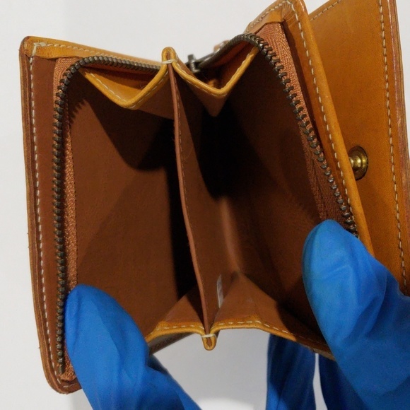 Genten Cutwork Yellow Leather Zipper Coin Purse Wallet 4 x 3.75 Inch - Stylish - Picture 12 of 13